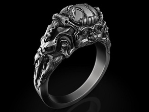 dioses anillo of biomecánica ganesh 3d impresión modelo ganapati giger extraterrestre hora joyería joya anillos diseño plata arte buda imprimible ganesha 3d print model - Mito3D