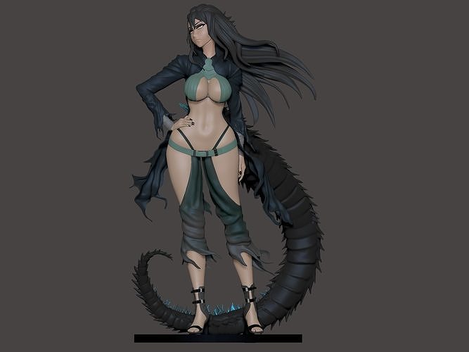 godzilla gojira anime fille waifu sculpture art statue naruto géométrique forme sculptures 3D print model - Mito3D