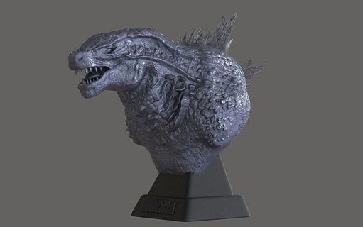 Godzilla busto monstruo criatura Japón escultura reptil animal Kingkong Arte esculturas 3d print model - Mito3D