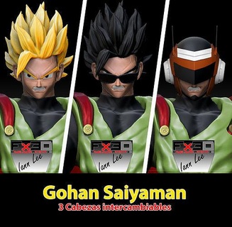 arroz Saiyaman Dragão bola z 3 cabeças Saiyajin super heroi Goku figura filho arte 3d print model - Mito3D