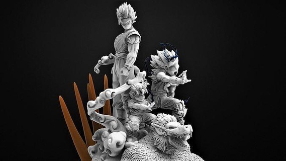 gohan transformations stl 3d print dragonball z goten trunks vegeta goku bardock broly cell freezer roshi collectible art sculptures 3d print model - Mito3D