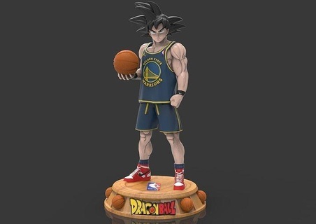 goku baloncesto nba dorado guerreros acción figura continuar pelota personaje oro miniaturas estatua juego Arte escultura imprimible esculturas 3d print model - Mito3D