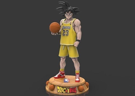 Goku basquetebol nba los angeles Lakers açao figura Dragão bola personagem estátua arte escultura miniaturas brinquedos jogos estatuetas esculturas 3d print model - Mito3D