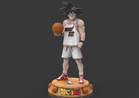 goku basketball nba miami heat action figure dragon ball z traditional isolated woman man one wood retro fun young art sculptures 3d print model - Mito3D
