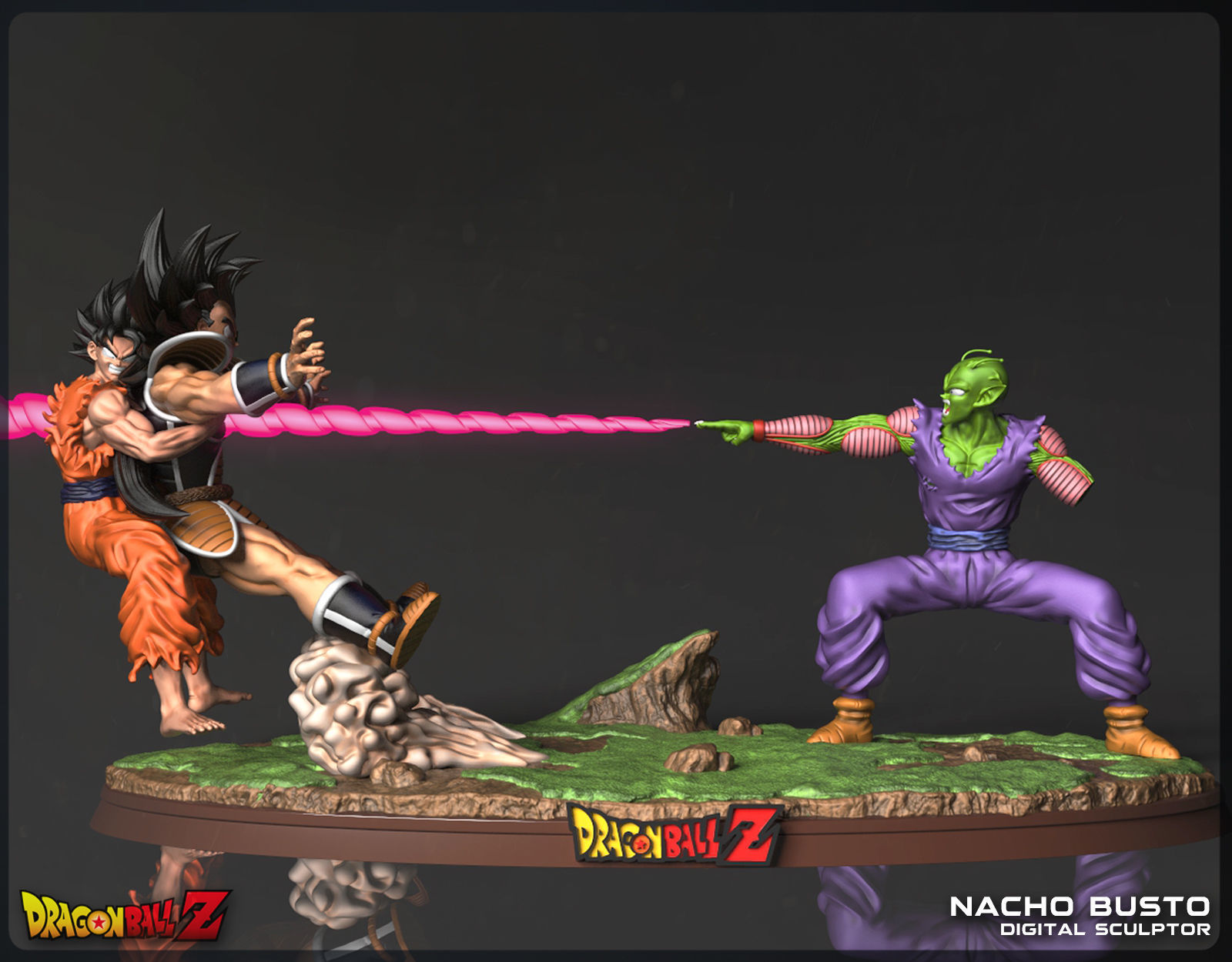 goku ottavino vs raditz drago palla z anime 3dprint 3d modello vegeta bauli arte sculture 3D print model - Mito3D