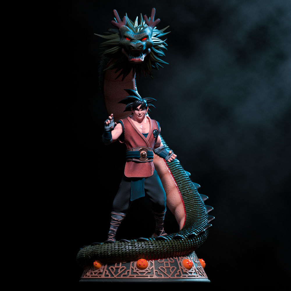 goku shen long fan art statua drago palla anime umano fantasia giappone samurai guerriero saiyan giocattolo gioco manga arte sculture sfera drago 3D print model - Mito3D