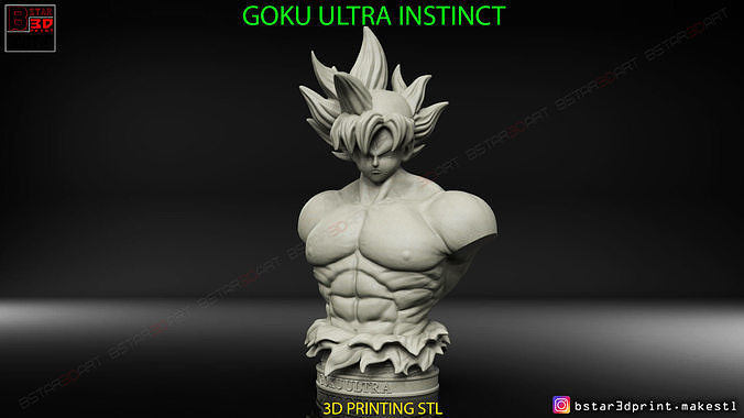 goku ultra instinct bust - dragon ball super vegeta jiren broly majinbuu anime toy figure anatomy realistic art sculptures 3D print model - Mito3D