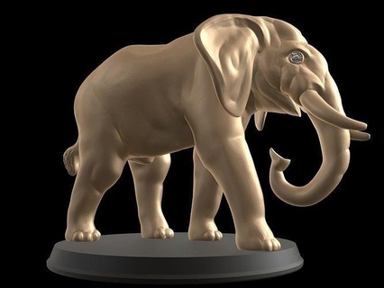gold asian elephant cute eye pose animal high poly real realistic print printable 3dprint display statue wild wildlife nature toy sculpt sculpture art sculptures 3d print model - Mito3D