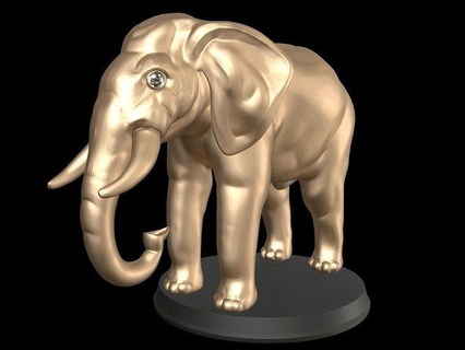 gold asian elephant cute eye animal high poly real realistic print printable 3dprint display statue wild wildlife nature gold cute toy sculpt sculpture elephant mammal art sculptures art sculpture cute animal  3d print model - Mito3D