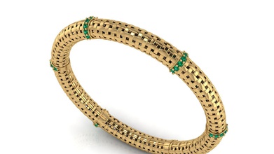 gold bangle bracelet diamond bangles bracelets 3d printed model diamonds yellow indian jewel wedding jewelry engagement jewellery 3d print model - Mito3D