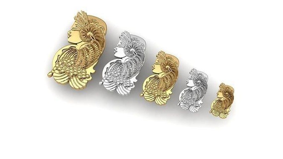 oro bar cabeza joyería joya plata diamante 3d imprimible colgante pendiente 3d print model - Mito3D