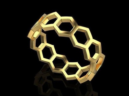 ouro abelha favo mel anel jóia joalheria prata imprimível diamante jóias gema noivado esterlina invertebrado vespa procriar Casamento argolas 3d print model - Mito3D