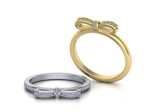 gold bow ring 0213 Schmuck bowring Bogen Mode Silber Diamant-ring bedruckbar ist Pfeil 3dring buyring usa Kanada Ringe 3d print model - Mito3D