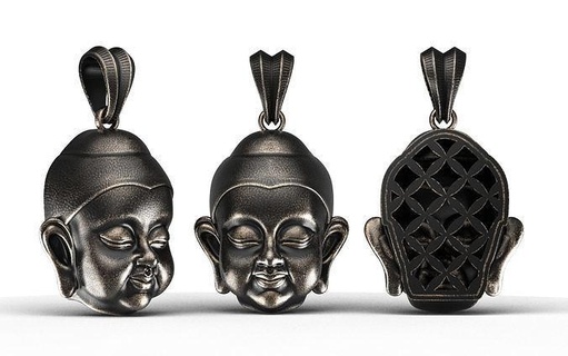gold buddha baby pendant budda buddhism gautama religion god statue asian meditation jewelery pendents sculpture 3d relief ancient head face hong chinese jewelry pendants 3d print model - Mito3D