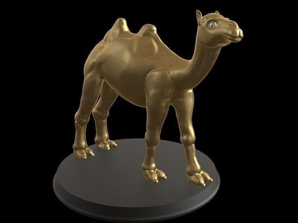 gold camel animal high poly real realistic print printable 3dprint display statue wildlife nature cute toy sculpt sculpture metal metalic art sculptures 3d print model - Mito3D