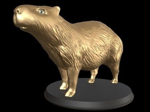 Gold Capybara Tier poly Real realistisch drucken druckbar 3dprint Anzeige Statue wild Tierwelt Natur niedlich Spielzeug Bildhauerei Skulptur Säugetier Kunst Skulpturen 3d print model - Mito3D