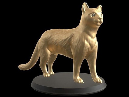 ouro gato animal Alto poli real realista impressão imprimível 3dprint exibição estátua selvagem animais selvagens natureza fofa brinquedo esculpir metal metálico arte esculturas 3d print model - Mito3D