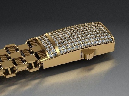 gold chain bracelet printable jewel jewelry resin 3dprint 3dgoldchain resinmodels goldchain gem diamond 3dart 3djewel bracelets cuban monacochain gourmet print 3d print model - Mito3D