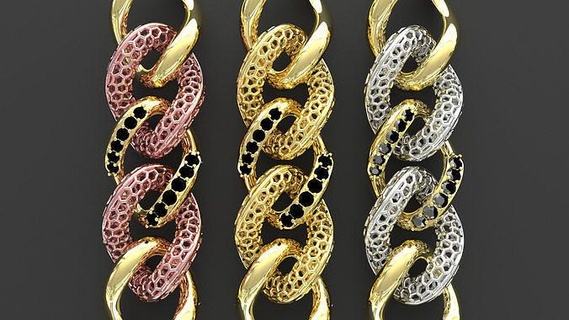or chaine dzgold chaîne bijoux argent luxe imprimable bague diamant cubain turc bracelets 3d print model - Mito3D