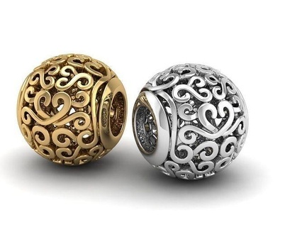 gold charm silver charm hollow bead ball charm jewelry character bead gold silver hollow  3d print model - Mito3D