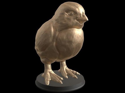 gold chick animal high poly real realistic print printable 3dprint display statue wild wildlife nature cute toy sculpt sculpture chicken art sculptures 3d print model - Mito3D