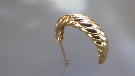 Gold Croissant Ohrringe Fett gedruckt Ringe Ring Diamant Mode Schmuck druckbar Sterling Engagement Juwel Halskette Hochzeit Armband Saphir Anhänger Schönheit Rolex 3d print model - Mito3D