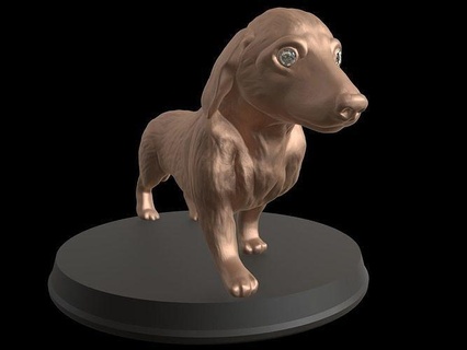 gold dachshund cute eye animal high poly real realistic print printable 3dprint display statue wild wildlife nature toy sculpt sculpture dog art sculptures 3d print model - Mito3D