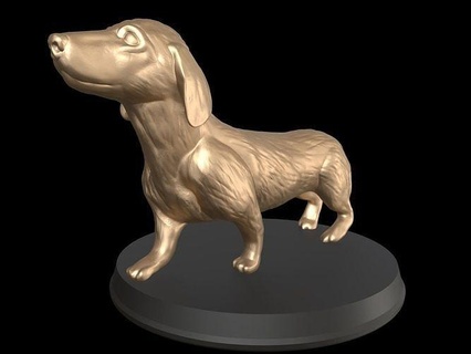 gold dachshund animal high poly real realistic print printable 3dprint display statue wild wildlife nature cute toy sculpt sculpture dog art sculptures 3d print model - Mito3D