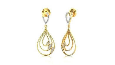 gold diamond earring earrings stud silver gem jewel jwellery hoop heart traditional crazy uk usa fashion art shining accessory jewelry 3d print model - Mito3D