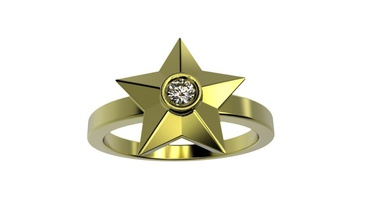 gold Diamant Stern ring 3d druckbare Sternen Schmuck-stl, 3dm-Datei Schmuck bedruckbar ist band diamond Silber drucken Mode-ring Diamant-ring sterling Juwel Platin Nashorn die Stereolithografie design Ringe 3d print model - Mito3D