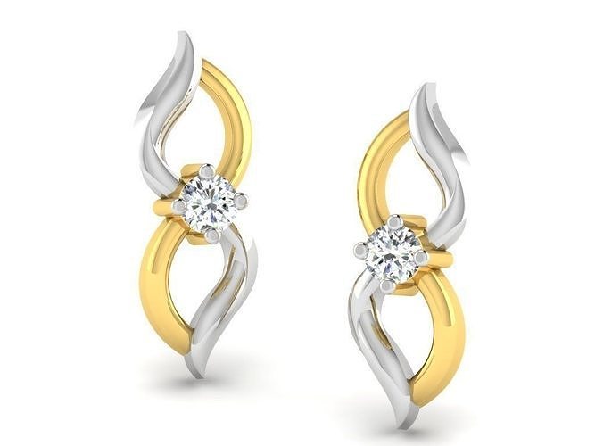 gold diamond women earring 3d print model luxury design jewelry printable silver rose jewellery jewel wedding engagement earrings 3D print model - Mito3D