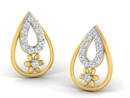 Gold Diamant Frauen Ohrring 3d drucken Modell Luxus Design Schmuck druckbar Silber Rose Juwel Hochzeit Engagement Ohrringe 3d print model - Mito3D
