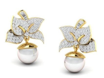 gold diamond women earring 3d print model luxury design jewelry gold printable silver diamond rose women earring 3d print model jewellery jewel wedding engagement earrings  3d print model - Mito3D