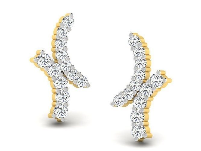 gold diamond women earring 3d print model luxury design jewelry printable silver rose jewellery jewel wedding engagement earrings 3D print model - Mito3D