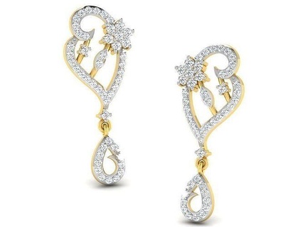 Gold Diamant Frauen Ohrring 3d drucken Modell Luxus Design Schmuck druckbar Silber Rose Juwel Hochzeit Engagement Ohrringe 3d print model - Mito3D
