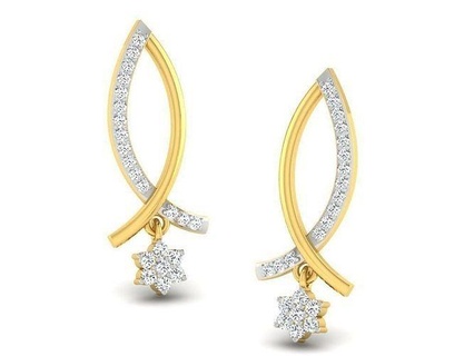 gold diamond women earring 3d print model luxury design jewelry printable silver rose jewellery jewel wedding engagement earrings 3d print model - Mito3D