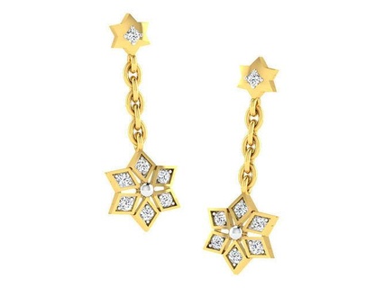 oro diamante donne orecchino 3d Stampa modello lusso design gioielleria stampabile argento rosa gioiello nozze Fidanzamento orecchini 3d print model - Mito3D