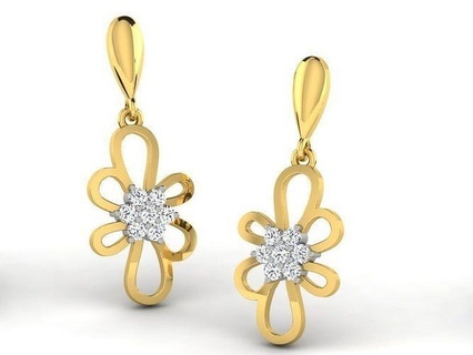 gold diamond women earring 3d print model luxury design jewelry printable silver rose jewellery jewel wedding engagement earrings 3d print model - Mito3D