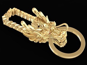 zodiac lucky chinese dragon car keychain 01 jewelry fashion accessories gold diamond man men chain fengshui 3d print model - Mito3D
