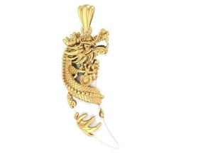 oro drago ordito tigre denti pendente 903 gioielleria moda accessori diamante uomo uomini design feng shui ciondoli 3d print model - Mito3D