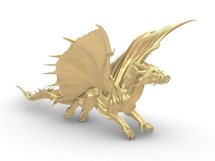 gold dragon wyrmling updated flying nature animal disjunct bird wildlife isolated feather monochrome wing art sculptures 3d print model - Mito3D