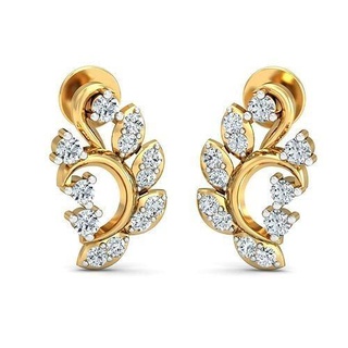 gold earring 42 earrings jewelry silver diamond gem printable jewel jewellery rjewellry yellow white diamonds 3dm studs 3d print model - Mito3D