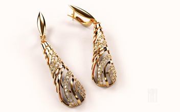pendientes de oro con diamantes la joyería aretes los plata joya moda a estilo 3d cnc stl impresión 3d print model - Mito3D