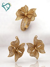 orecchini in oro anello di tutta una serie fidanzamento gioiello stampabile gioielli orecchino bianco d'oro moda gemma fiore donna nozze anelli altri 3d print model - Mito3D