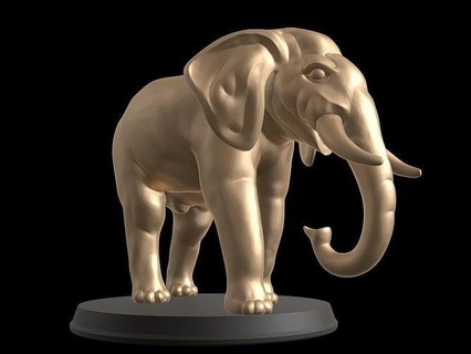 gold elephant pose animal high poly real realistic print printable 3dprint display statue wild wildlife nature cute toy sculpt sculpture metal art sculptures 3d print model - Mito3D