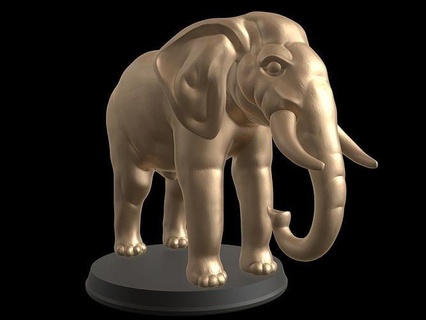 gold elephant animal high poly real realistic print printable 3dprint display statue wild wildlife nature cute toy sculpt sculpture mammal art sculptures 3d print model - Mito3D