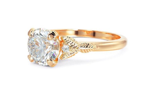 Gold Engagement Natur Ring 1ct Diamant druckbar Hochzeit cad Mode Schmuck Silber Blatt Ringe 3d print model - Mito3D