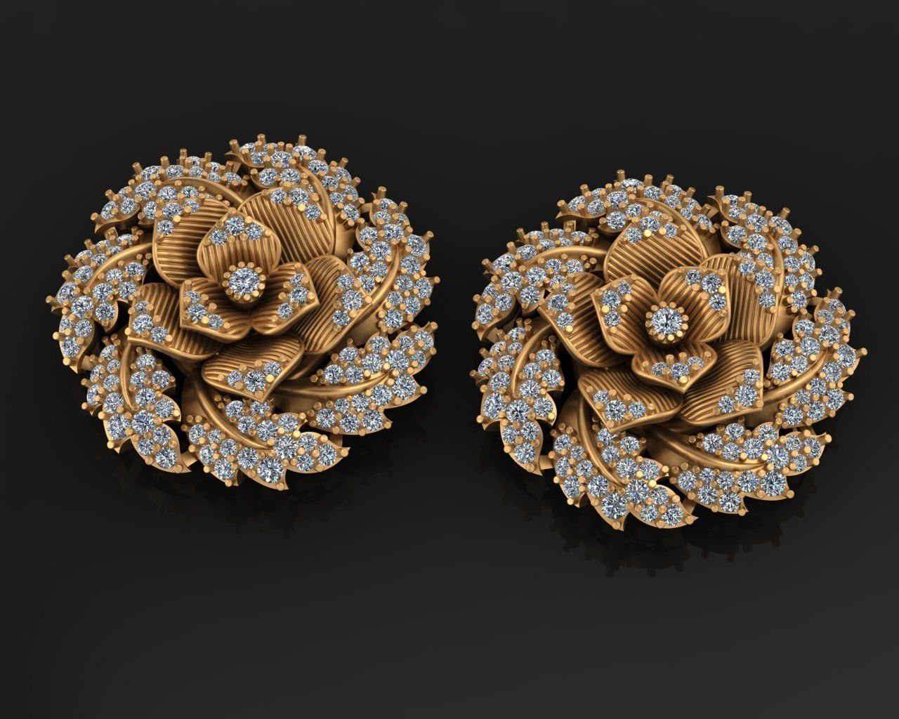 gold flower goldflower diamond beauty fashion style trending love 18kt 21kt 22kt 3dmodel 3dprintimg printable matrix newdesign jewellery jewelry jewel earrings 3D print model - Mito3D