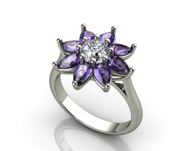 oro anello fiore delle donne gioielli matrimonio di fidanzamento gemma emerald zaffiro ametista topazio ruby anelli 3d print model - Mito3D
