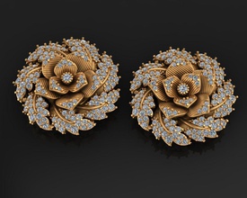 oro fiore goldflower diamante bellezza moda stile trend amore 18kt 21kt 22kt 3dmodel 3dprintimg stampabile matrice design gioielleria gioiello orecchini 3d print model - Mito3D